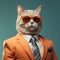 Orange-tied American Shorthair Cat In Stylish 3d Suit