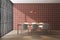 Orange tile dining room interior