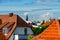 Orange tile roofs of calm old quarter in Strasbourg