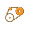 Orange Timing belt kit icon isolated on white background. Vector