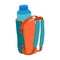The orange and Tosca-colored backpack, which has a drinking water bottle vector illustration