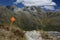 Orange track pointer in Southern Alps