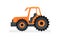 Orange tractor with large wheels. Agricultural vehicle. Farm equipment. Heavy machinery. Flat vector icon