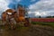 Orange Tractor at Tulip Field spring season