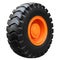 Orange tractor wheel