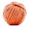 Orange traditional clew, sewing yarn ball isolated on white background