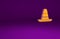Orange Traditional mexican sombrero hat icon isolated on purple background. Minimalism concept. 3d illustration 3D