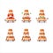 Orange traffic cone cartoon character with nope expression