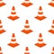 Orange traffic cone seamless pattern. Cartoon flat style. Vector illustration