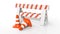 Orange traffic cones and barrier