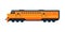 Orange Train Railway Locomotive, Railroad Transportation Flat Vector Illustration on White Background