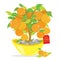 Orange Tree Happy Chinese New Year Cartoon Vector