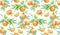 Orange tree seamless pattern. Watercolor branch with ripe fruits. Realistic botanical floral surface design isolated on