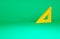 Orange Triangular ruler icon isolated on green background. Straightedge symbol. Geometric symbol. Minimalism concept. 3d