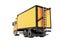 Orange truck with carrying capacity of up to five tons rear view 3d render on white background no shadow