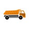 orange truck dump or lorry in flat design ,types transport car, industry illustration , icon vehicle, ,