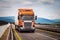 Orange truck on a road