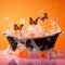 Orange Tub With Flying Butterflies - A Fluid And Organic Art Piece