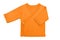 Orange turmeric baby girl baby`s loose jacket with long sleeve isolated on a white background.