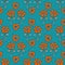 Orange And Turquoise Cute Vector Floral Repeating Seamless Pattern