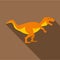 Orange tyrannosaur dinosaur icon, flat style