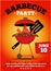 Orange vibrant BBQ Grill Party event invitation illustration vector