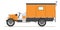 Orange vintage service truck with open cab. Vector image