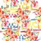 Orange violas bouquet floral botanical flowers. Watercolor background illustration set. Seamless background pattern.