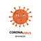 Orange virus covid 19 illustration with angry face