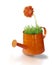 Orange watering can with daisy