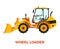 Orange Wheel Loader Construction Vehicle on a white background