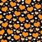 Orange, White and Black Hearts Tile Pattern Repeat Background