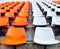 Orange and white seat in stadium