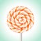 Orange and white striped lollipop, Candy cane sweet spiral