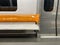 Orange and white subway seats