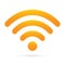Orange wifi icon wireless symbol on isolated background