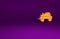 Orange Wild west covered wagon icon isolated on purple background. Minimalism concept. 3d illustration 3D render