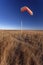 Orange windsock on Kansas prairie