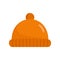 Orange winter hat icon, flat style