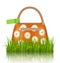 Orange woman spring bag with chamomiles flowers and green sticke