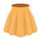 Orange women s light summer skirt with pleats. Beautiful women s summer clothing.Woman clothes single icon in cartoon