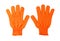 Orange work gloves isolated on