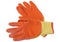 Orange work gloves isolated on white background