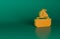 Orange Yacht sailboat or sailing ship icon isolated on green background. Sail boat marine cruise travel. Minimalism