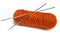 Orange yarn - knitting needles