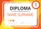 Orange yellow A4 Diploma certificate background template layout design