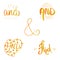 Orange yellow gradient Catch word And. Ampersand vector illustration hand drawn brush style in heart border and frames.