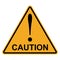 Orange yellow triangle with exclamation mark word caution, vector Hazard warning attention sign