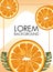 Oranges citrus fruits decorative poster with leafs frame