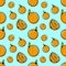 Oranges, citrus hand drawn seamless vector pattern